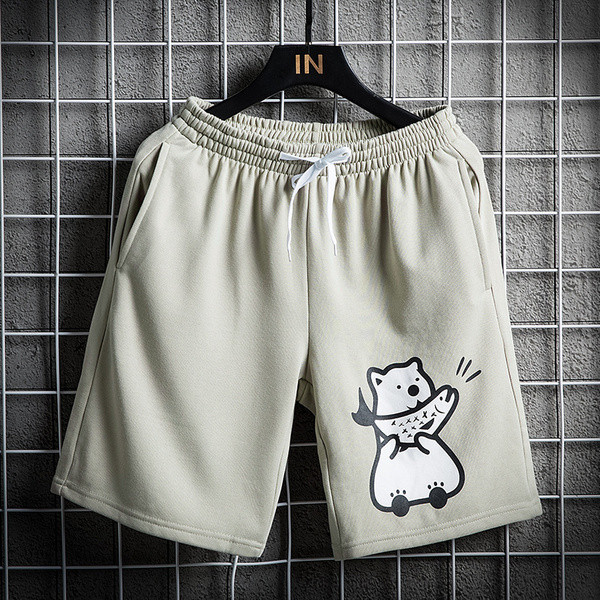 Férfi rövidnadrág elasztikus derékkal és rátéttel