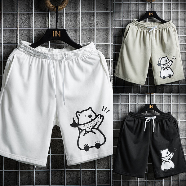 Férfi rövidnadrág elasztikus derékkal és rátéttel