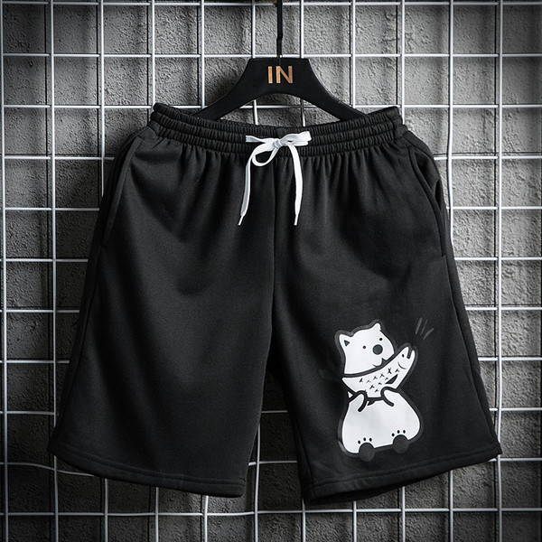 Férfi rövidnadrág elasztikus derékkal és rátéttel