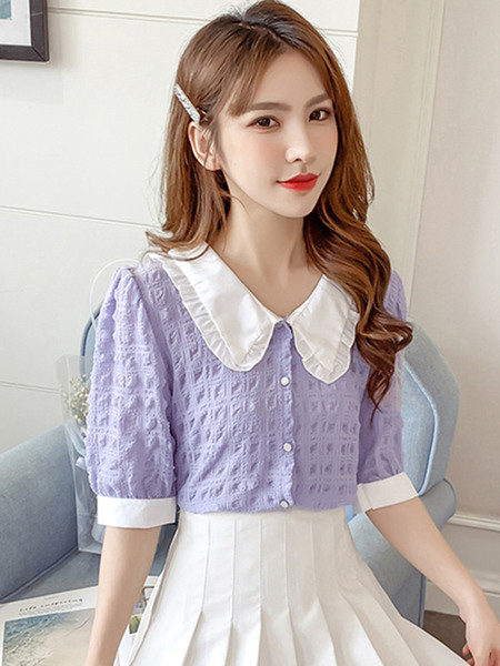 Retro stílusú női ing 3/4-es ujjal és spitz nyakkivágással