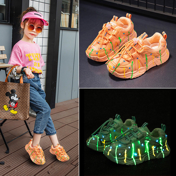 Világító gyerekcipő nyakkendővel lányoknak