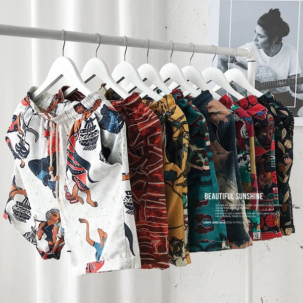 Színes férfi rövidnadrág elasztikus derékkal, 5XL-es méretig