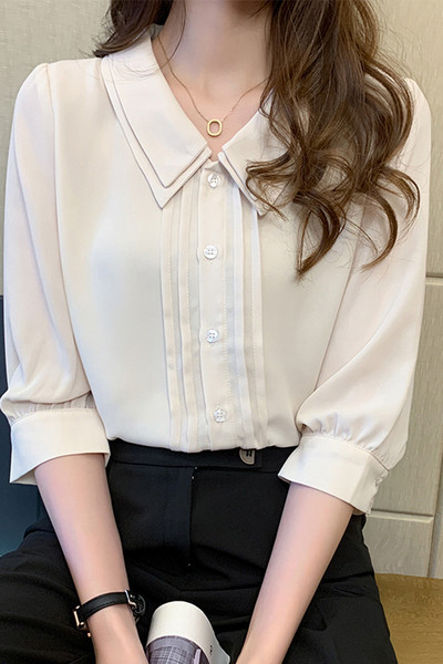 Modern női ing 3/4-es ujjal és spitz nyakkivágással