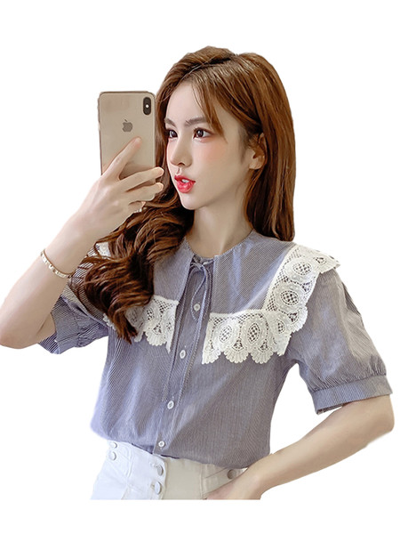 Retro stílusú női ing csipkével és gombokkal