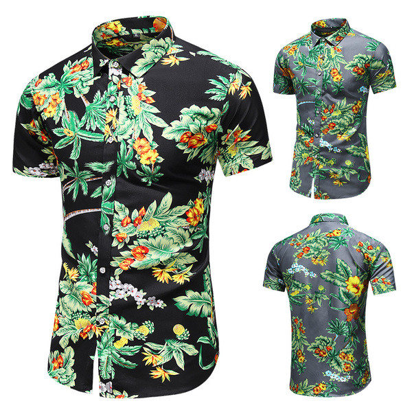 Férfi nyári ingre szabott modell virágmintával és 7XL-es méretig