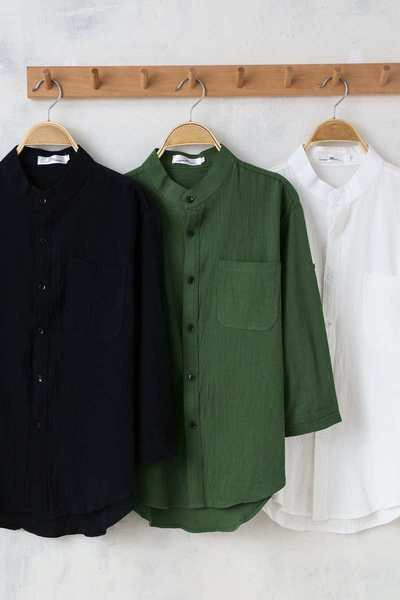 Stílusos férfi ing ovális gallérral és zsebbel