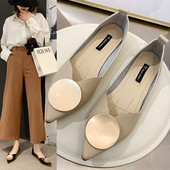 Kožne ženske casual cipele - model na špic s metalnom kopčom