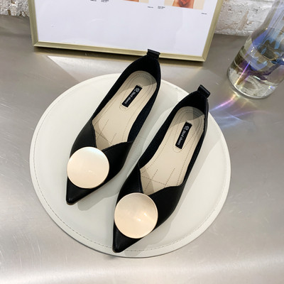 Kožne ženske casual cipele - model na špic s metalnom kopčom