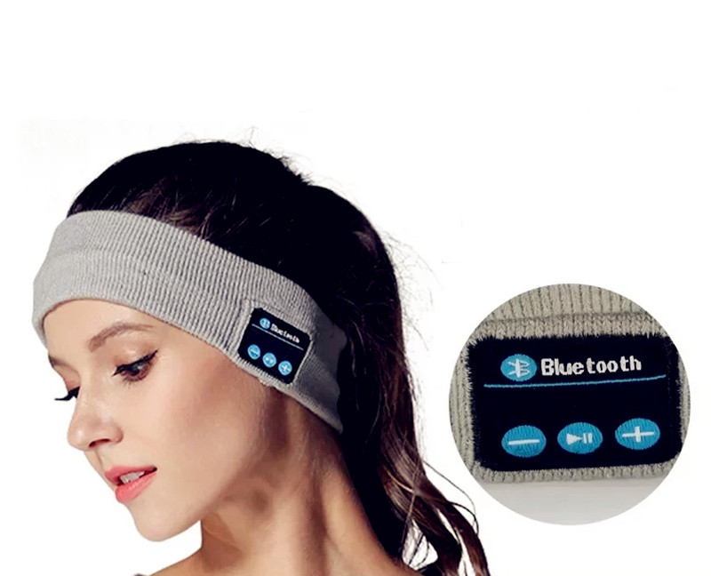 Galvos juostelė su įmontuotomis belaidėmis Bluetooth ausinėmis tinka sportuoti