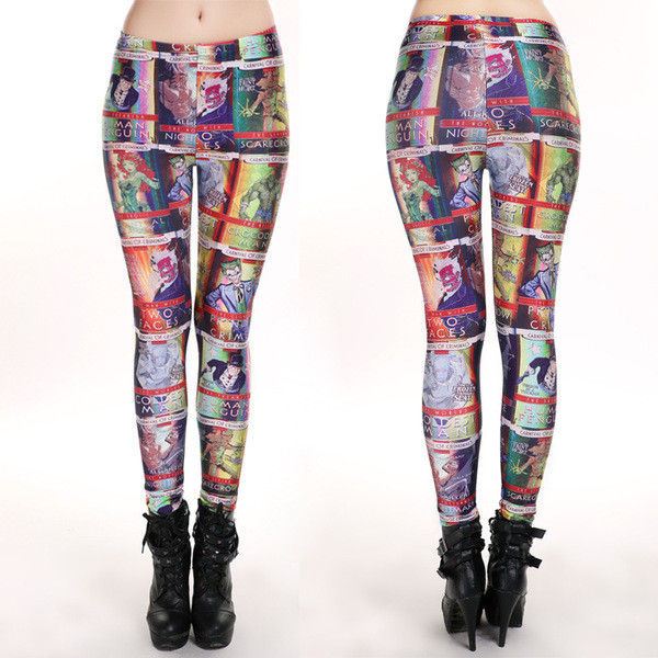 Naiste kõrge vöökoha ja värvilise trükiga retuusid