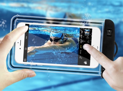 Водоустойчив и прахоустойчив калъф за мобилен телефон подходящ за подводни снимки при плуване и гмуркане