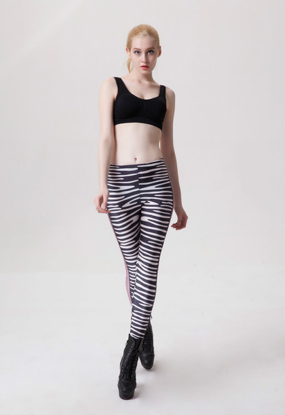 Melnbalti sieviešu legingi ar zebras apdruku