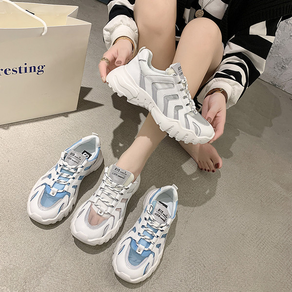 Sieviešu sporta un ikdienas kedas ar krāsainu sietu