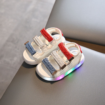 Bērnu gaišas sandales ar uzlīmēm zēniem un meitenēm