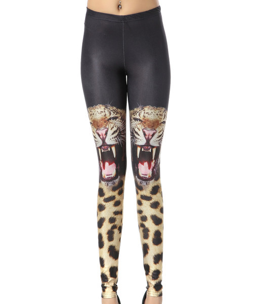 Fekete női leggings tigrismintával