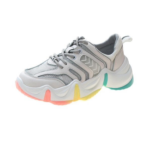 Krāsainas sieviešu sporta kedas no eko ādas ar sietu