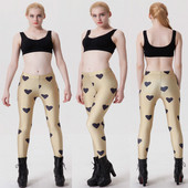 Bēši sieviešu legingi ar apdruku – sirsniņām