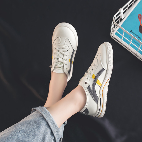 Sieviešu ikdienas kedas no eko ādas ar krāsainām apmalītēm