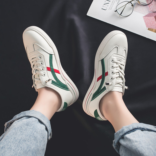 Sieviešu ikdienas kedas no eko ādas ar krāsainām apmalītēm