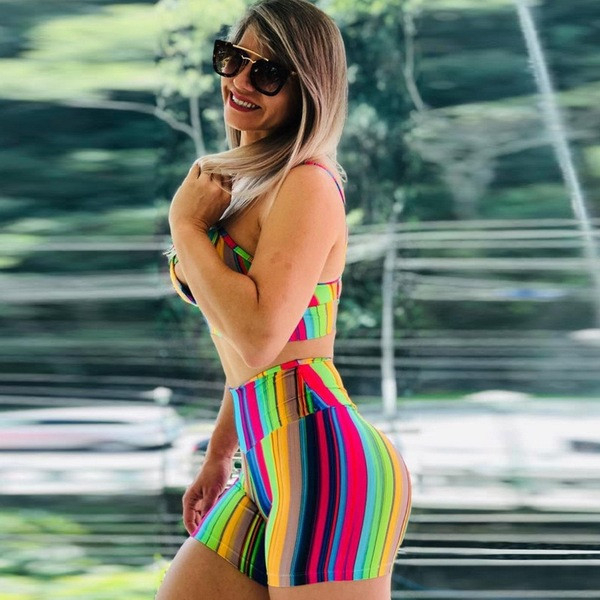 Sokszínű női rövid leggings magas derékkal