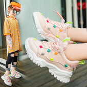 Jauns bērnu kedu modelis meitenēm ar raupju zoli un šņorēm