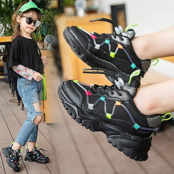 Jauns bērnu kedu modelis meitenēm ar raupju zoli un šņorēm