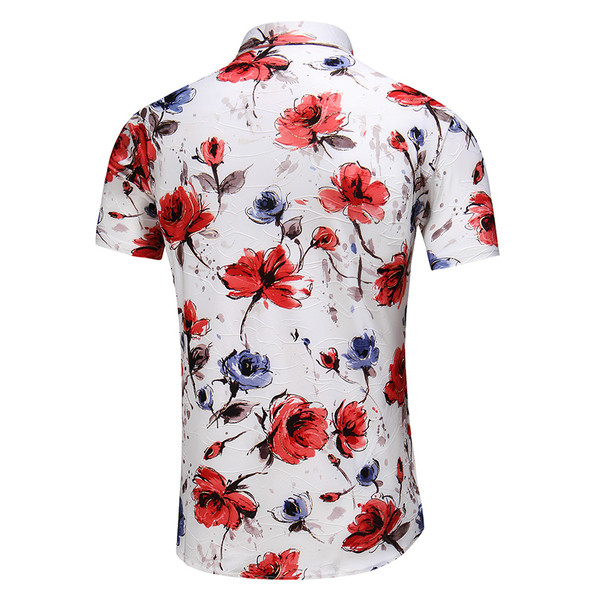 Nyári férfi ingmodell rövid ujjú virágmintával