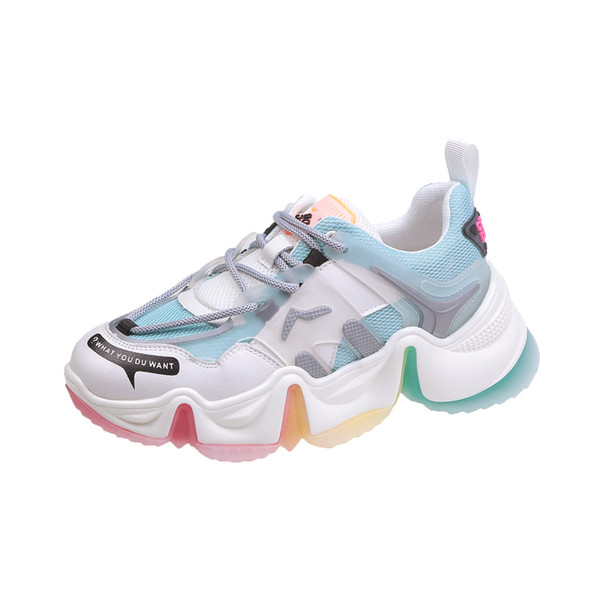 Női alkalmi tornacipő színes talppal és fűzővel