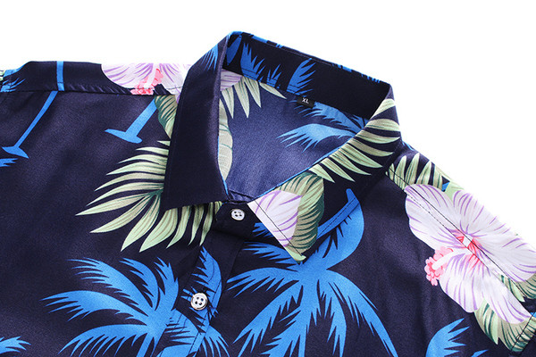 Pašreizējais vīriešu krekls ar īsām piedurknēm un ziedu rakstu