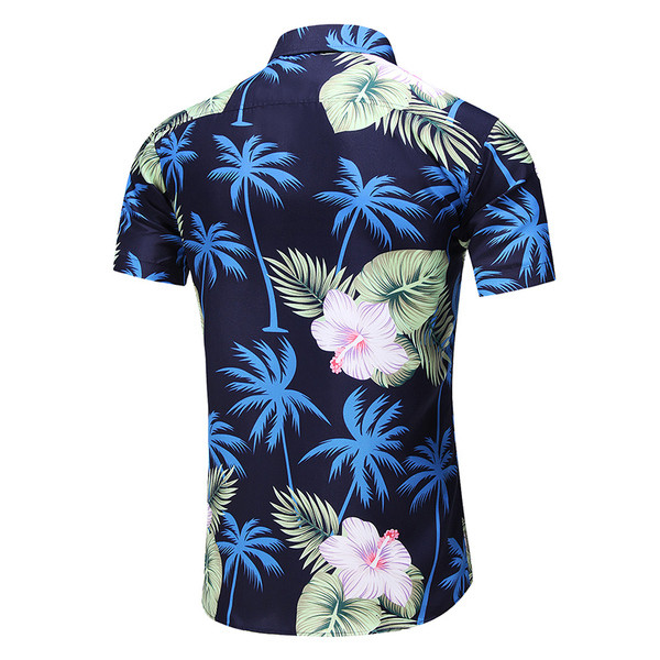 Pašreizējais vīriešu krekls ar īsām piedurknēm un ziedu rakstu