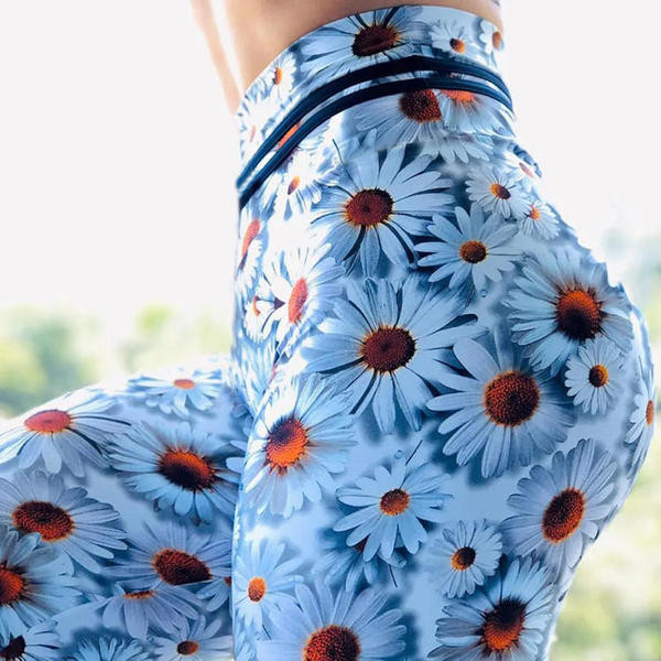 Sieviešu sporta legingi ar margrietiņu apdruku