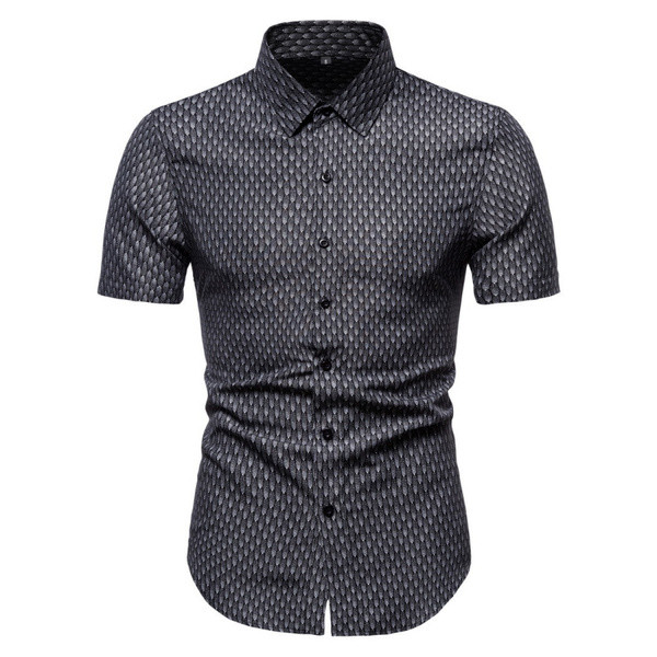 Stiilne meeste särk Slim mudel klassikalise krae ja lühikeste varrukatega