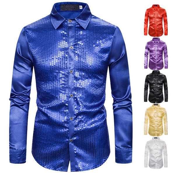 Szatén férfi hosszú ujjú ing és flitter