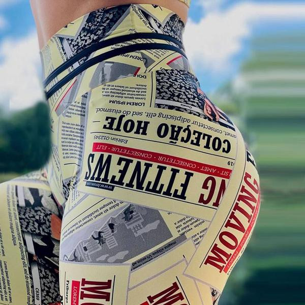 Sieviešu sporta legingi ar avīžu apdruku