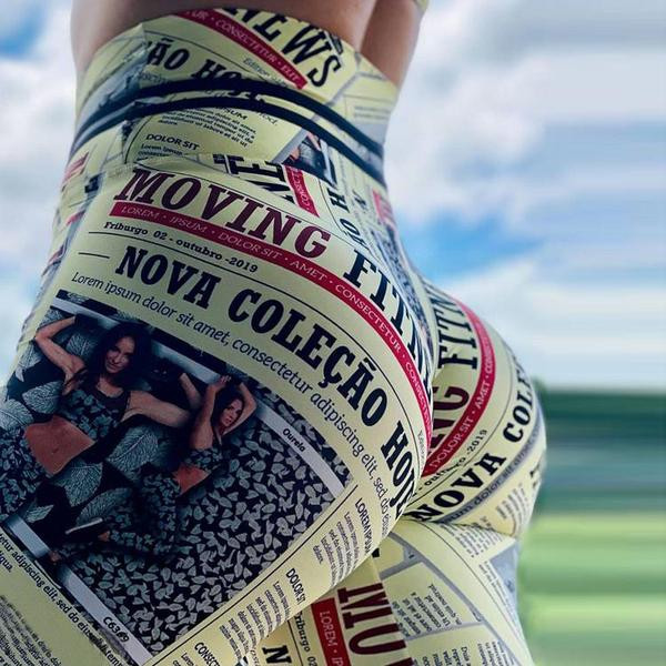 Sieviešu sporta legingi ar avīžu apdruku