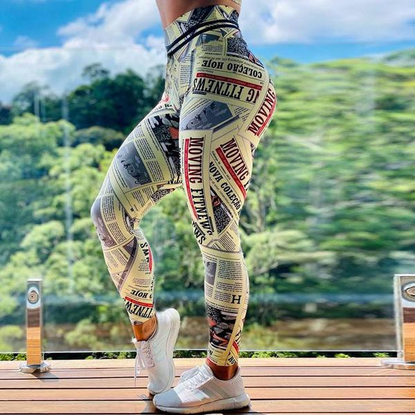 Sieviešu sporta legingi ar avīžu apdruku