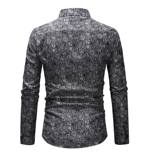 Aktuāls vīriešu krekls ar ziedu rakstu, garām piedurknēm un pogām