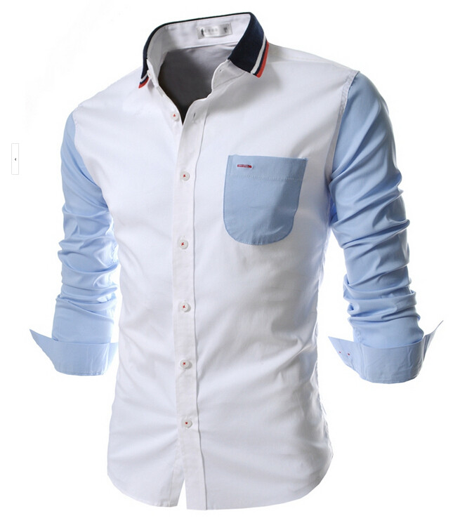 Pieguļošs vīriešu krekls ar garām piedurknēm un kabatu