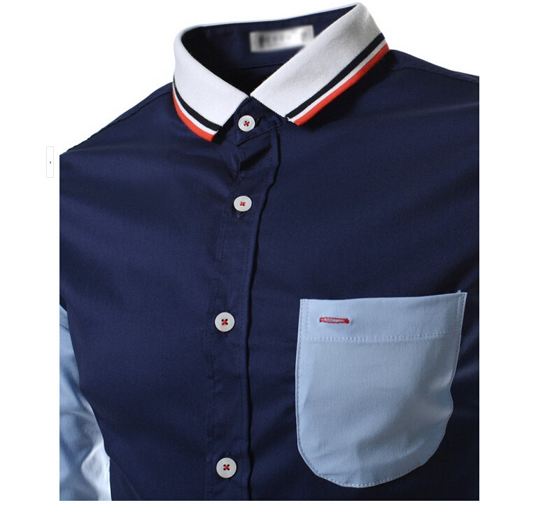 Pieguļošs vīriešu krekls ar garām piedurknēm un kabatu