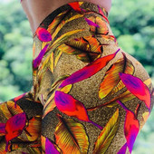 Női sport leggings nyomott levelekkel