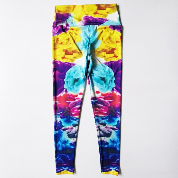 Krāsaini sporta sieviešu legingi ar augstu vidukli