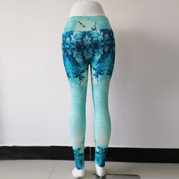 Zili sieviešu ātri žūstoši legingi ar augstu vidukli