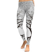 Sieviešu sporta legingi ar augstu vidukli un koka apdruku