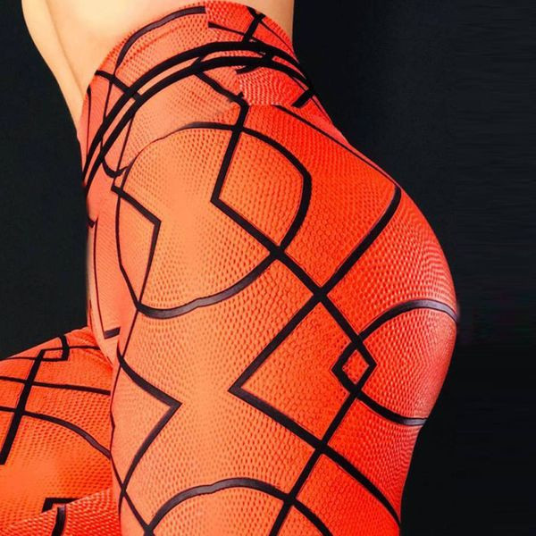 Narancssárga női leggings magas derékkal