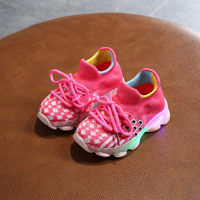 Ikdienas bērnu kvēlojošās kedas ar saitēm meitenēm