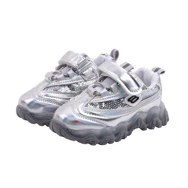 Világító gyerekcipő durva talppal és matricával lányoknak