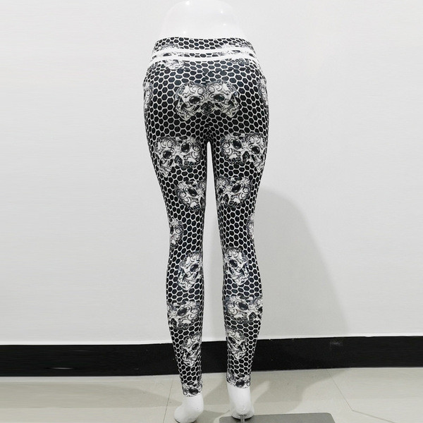 Melni sieviešu legingi ar galvaskausu apdruku