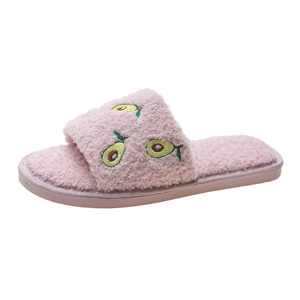 Női pehelypapucs lapos talppal és avokádó formájú hímzéssel