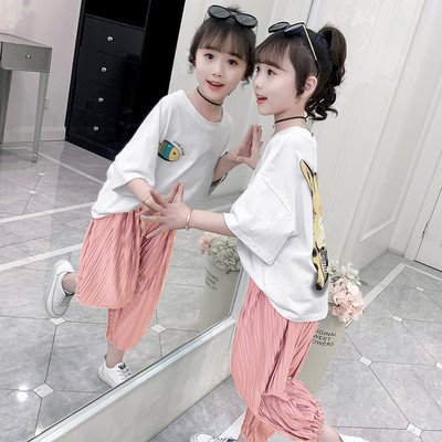 Gyerek modern szett lányoknak rövid ujjal és flitterekkel