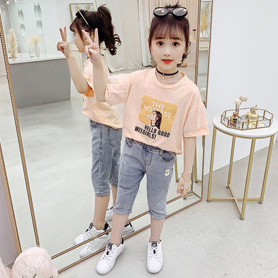 Moodne lastekomplekt aplikatsiooniga tüdrukutele